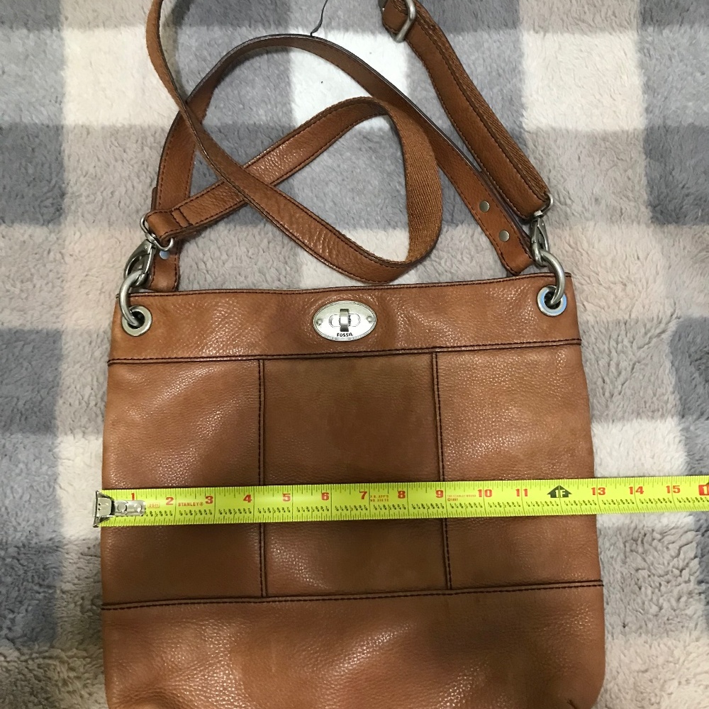 Brown Genuine Leather Fossil Crossbody or Shoulder Bag—2 straps